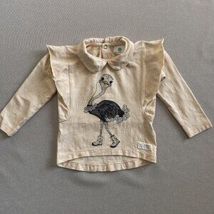 EN*FANT  Long Sleeve Ostrich Ruffle Top size 9 Months